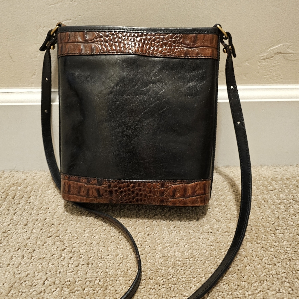 Brahmin Crossbody Bag Vintage. Black and Brown Leather - Picture 7 of 14